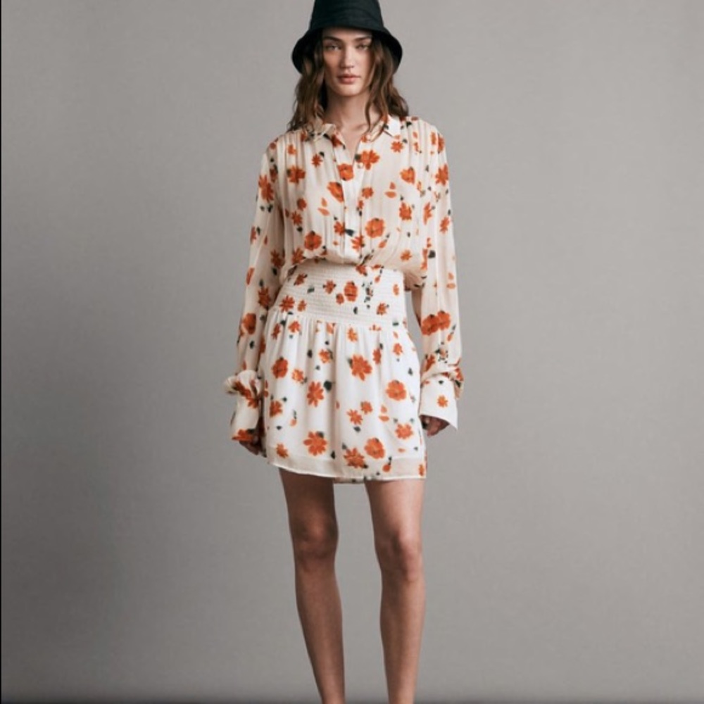 Rag & Bone Bailey floral smocked dress size S new